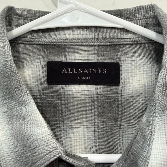 All Saints Men's Gray and White Plaid Shirt - Picture 4 of 7
